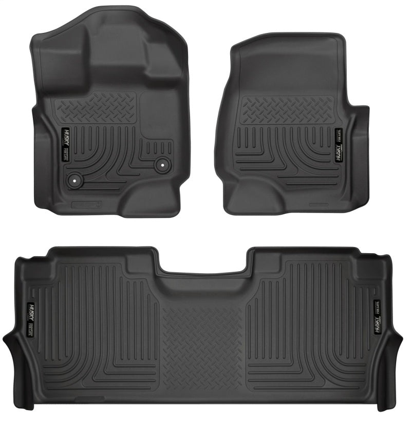 Husky Liners 21-24 Ford F-150 SuperCrew Weatherbeater Black Front &amp; 2nd Seat Floor Liners