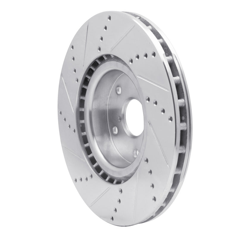 R1 05-20 Subaru WRX Front Right Drilled & Slotted Silver Brake Rotor