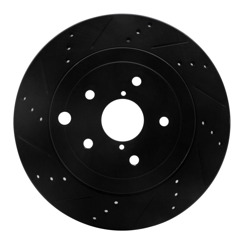R1 08-20 Subaru WRX Rear Left Drilled &amp; Slotted Black Brake Rotor