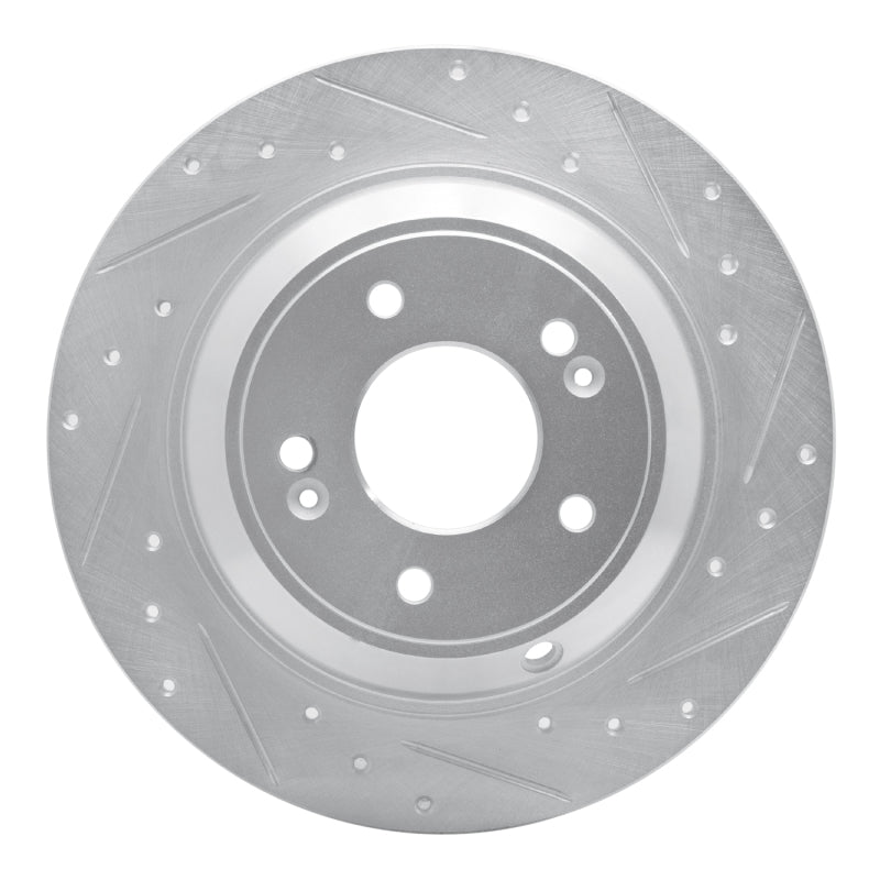 R1 18-23 Genesis G70 Rear Right Drilled &amp; Slotted Silver Brake Rotor
