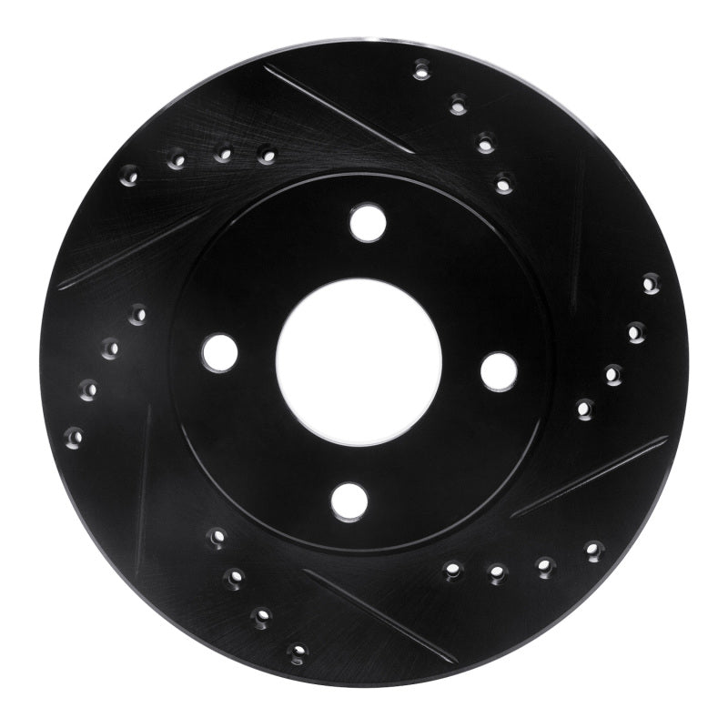 R1 00-15 Ford Ikon (Mexico / Made In India) Front Right Drilled &amp; Slotted Black Brake Rotor