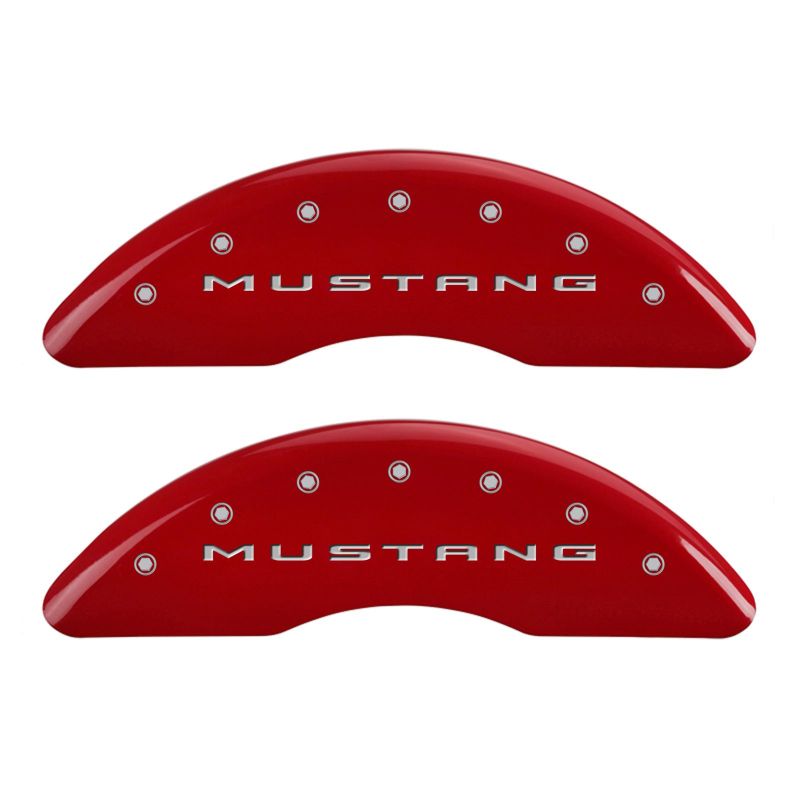 MGP 4 Caliper Covers Engraved Front 2015/Mustang Engraved Rear 2015/Bar &amp; Pony Red/Silve 19in. Min