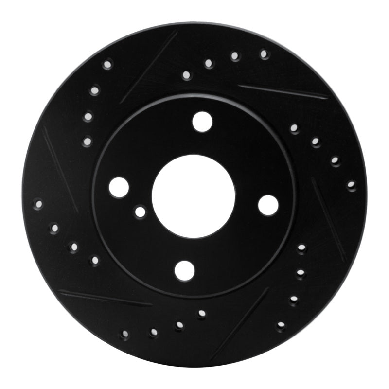 R1 90-93 Mazda Miata Front Left Drilled &amp; Slotted Black Brake Rotor
