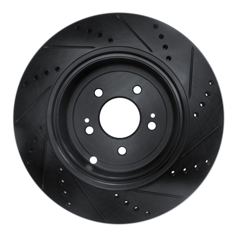 R1 18-25 Genesis G70 Rear Left Drilled &amp; Slotted Black Brake Rotor