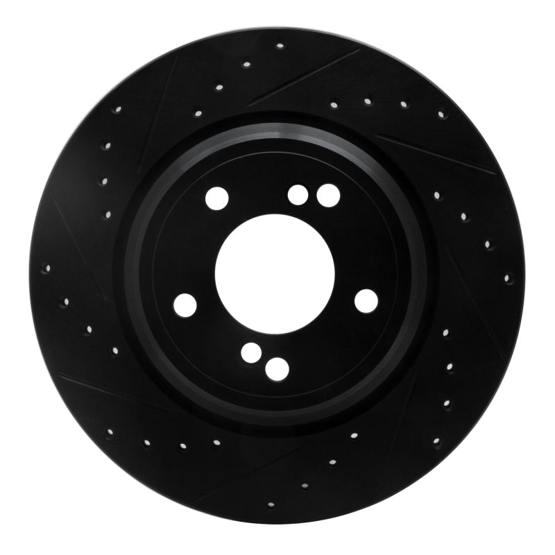 R1 00-06 BMW M5 Rear Left Drilled &amp; Slotted Black Brake Rotor