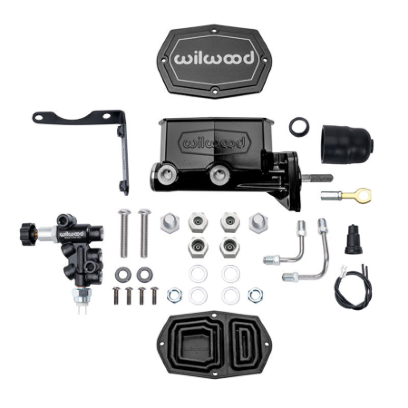 Wilwood Mopar Compact Tandem Master Cylinder Kit w/ Combination Valve &amp; Pushrod 15/16in Bore - Black