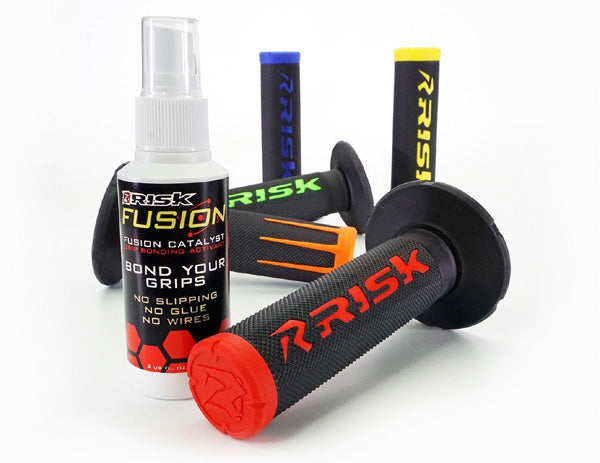 RISK RACING MOTO GRIPS - FUSION 2.0 WITH GRIP TECH - ORANGE