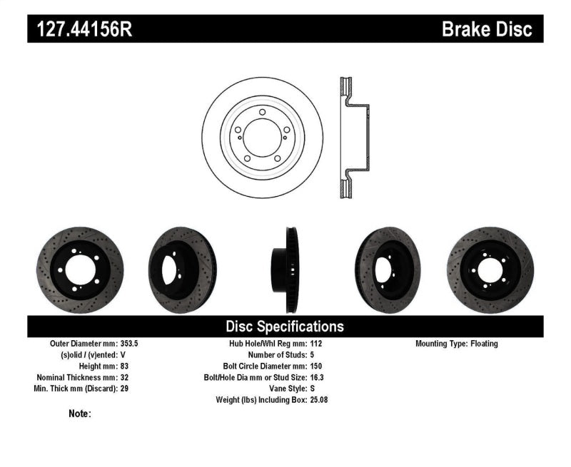 StopTech 07-09 Toyota Tundra / 08-09 Toyota Sequoia Front Right Slotted &amp; Drilled Rotor