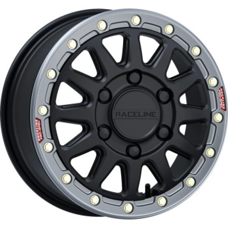 Raceline A14BG Alpha 15x6.5in/6x139.7 BP/74mm Offset/78.1mm Bore - Blk &amp; Gunmetal Ring Beadlock Whl