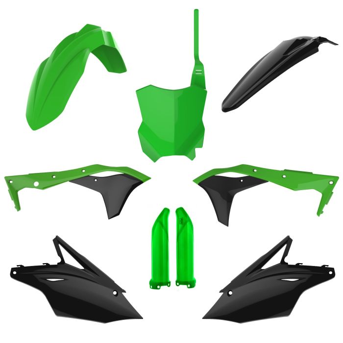 POLISPORT REPLICA PLASTIC KIT,FULL KIT KAWASAKI GREEN05/BLACK
