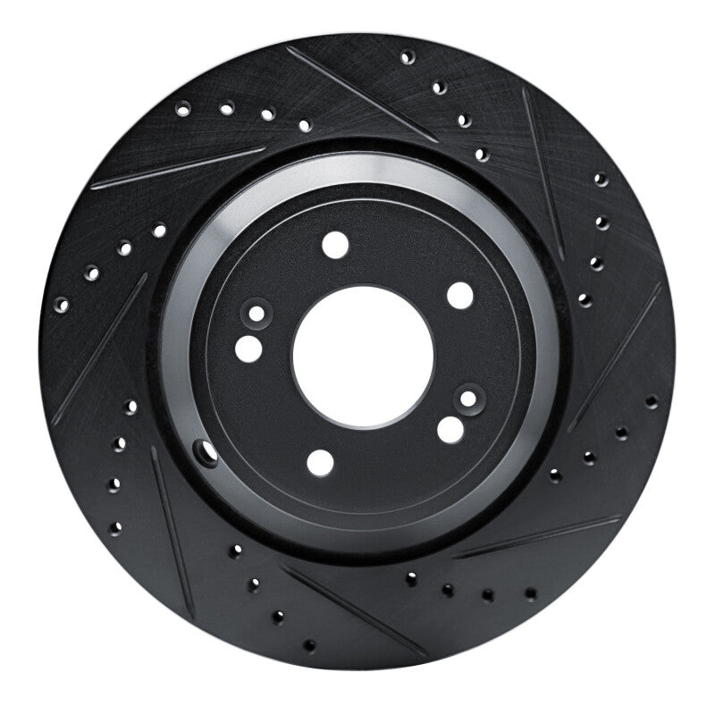 R1 18-23 Genesis G70 Rear Right Drilled &amp; Slotted Black Brake Rotor
