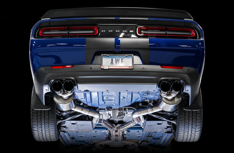 AWE Tuning 2015+ Dodge Challenger 6.4L/6.2L Non-Resonated Touring Edition Exhaust - Quad Black Tips