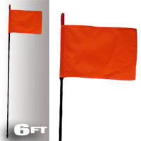 BLACK FIRE STICK W/ORANGE SAFETY FLAG - 6FT