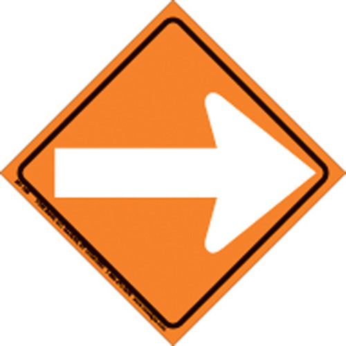 WHITE PLASTIC REFLECTIVE TRAIL SIGN 6" BLACK ARROW