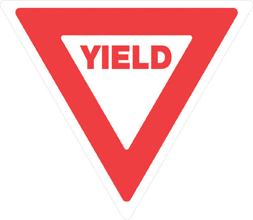 PLASTIC REFLECTIVE SIGN 12" YIELD ON WHITE BACKGROUND