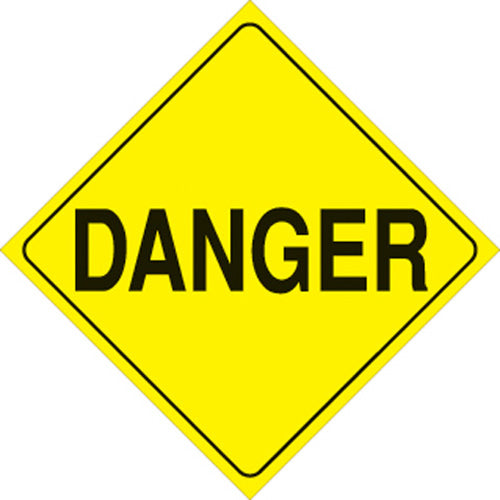 YELLOW PLASTIC REFLECTIVE SIGN 12" - DANGER
