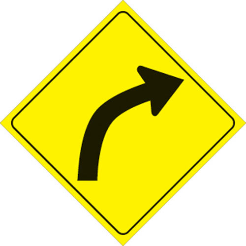 YELLOW PLASTIC REFLECTIVE SIGN 12" - RIGHT CURVE