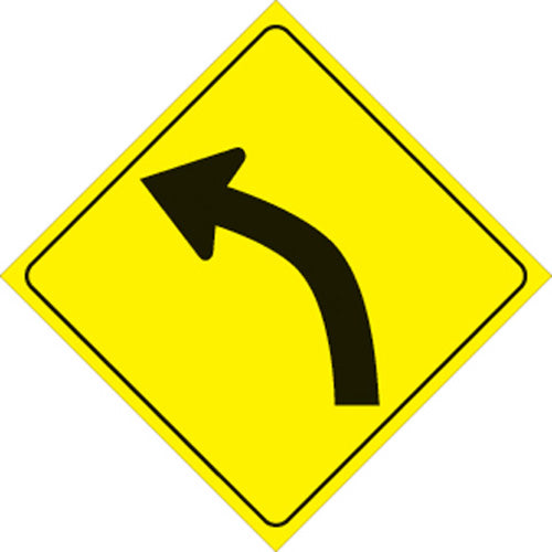 YELLOW PLASTIC REFLECTIVE SIGN 12" - LEFT CURVE