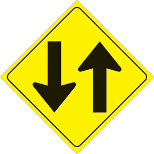 YELLOW PLASTIC REFLECTIVE SIGN 12" - TWO WAY