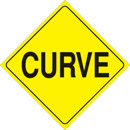 YELLOW PLASTIC REFLECTIVE SIGN 12" - CURVE