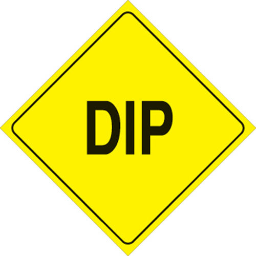 YELLOW PLASTIC REFLECTIVE SIGN 12" - DIP