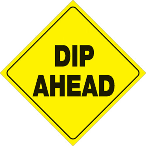 YELLOW PLASTIC REFLECTIVE SIGN 12" - DIP AHEAD