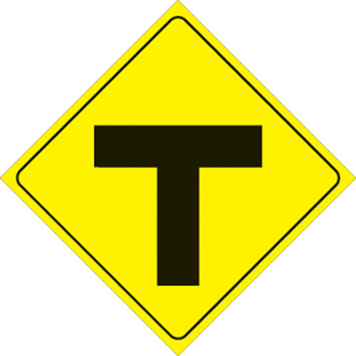 YELLOW PLASTIC REFLECTIVE SIGN 12" - T-INTERSECTION