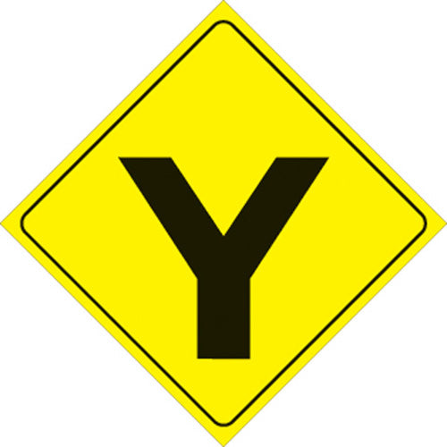 YELLOW PLASTIC REFLECTIVE SIGN 12" - Y-INTERSECTION