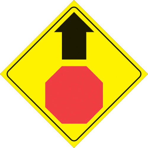 YELLOW PLASTIC REFLECTIVE SIGN 12" - STOP AHEAD