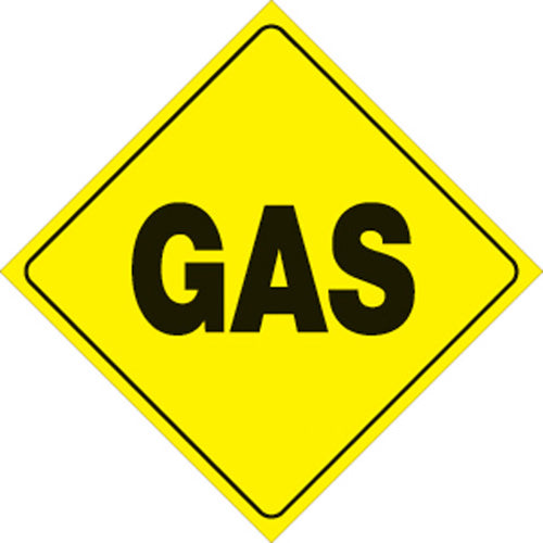 YELLOW PLASTIC REFLECTIVE SIGN 12" - GAS
