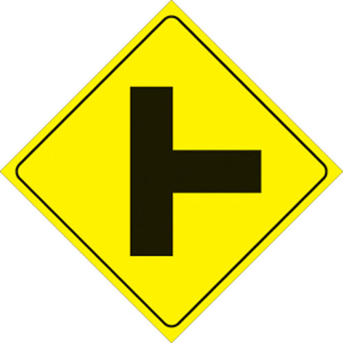 YELLOW PLASTIC REFLECTIVE SIGN 12" - RIGHT T-INTERSECTION