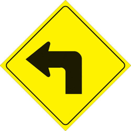 YELLOW PLASTIC REFLECTIVE SIGN 12" - LEFT TURN