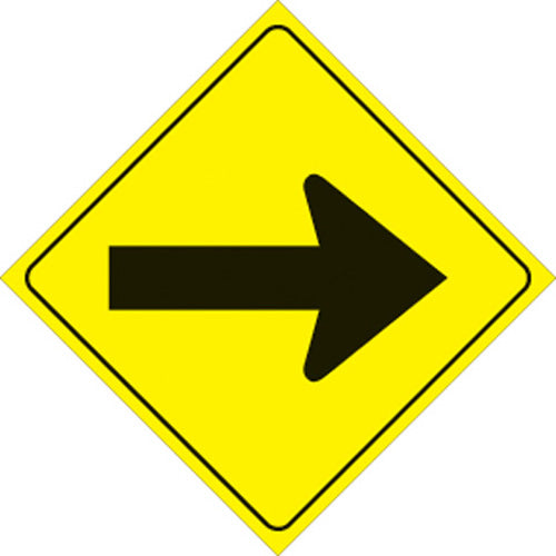 YELLOW PLASTIC REFLECTIVE SIGN 12" - ARROW