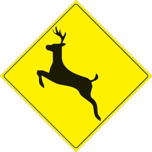 YELLOW PLASTIC REFLECTIVE SIGN 12" - DEER