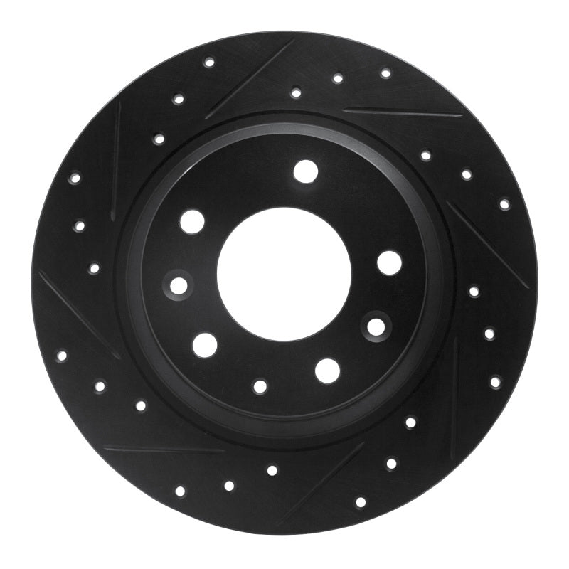 R1 98-15 Ford Fusion Rear Left Drilled &amp; Slotted Black Brake Rotor