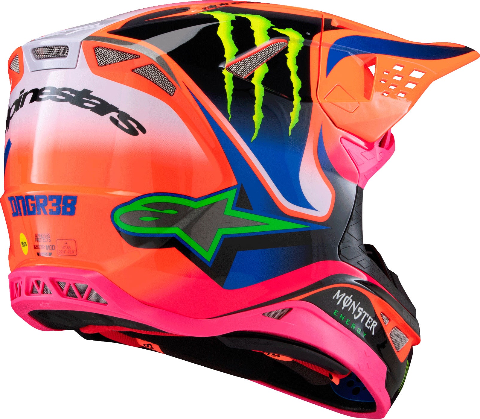 S M10 Deegan Helmet Orng Flo/Prpl/Pnk Fluo 2x