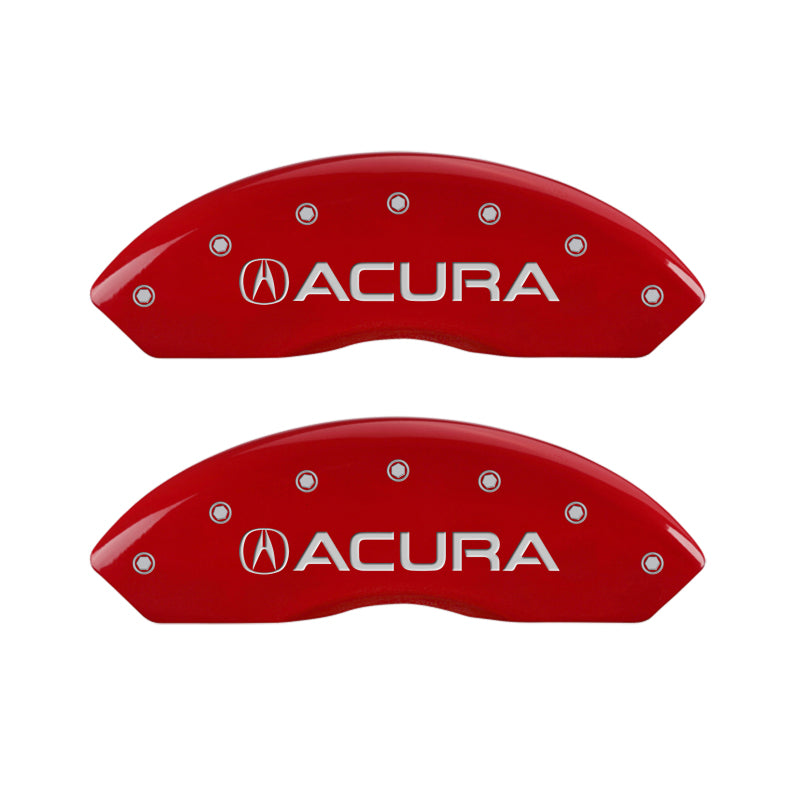 MGP 4 Caliper Covers Engraved Front &amp; Rear Acura Red finish silver ch