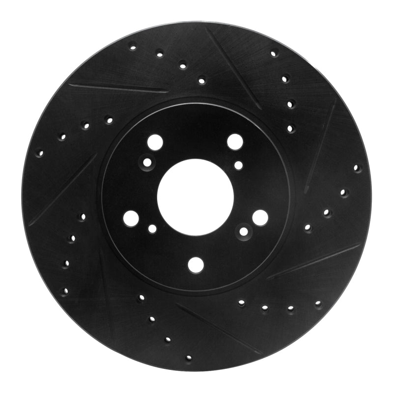 R1 04-14 Acura TSX Front Right Drilled &amp; Slotted Black Brake Rotor