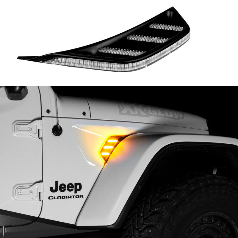 XK Glow Amber Jeep Air Vent Light w/ Turn Signal &amp; Running Light