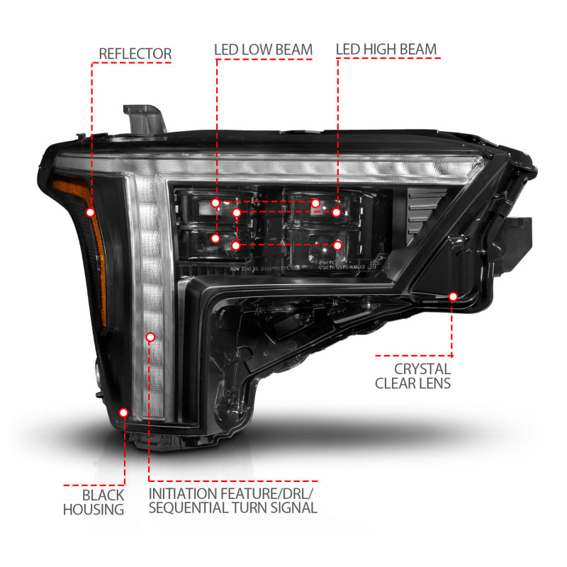 ANZO 22-24 Toyota Tundra (w/Factory LED Refl.) Z-Series Full LED Proj Headlights - Pass. Side ONLY