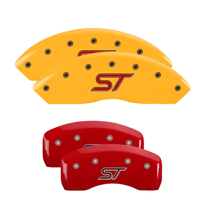 MGP 4 Caliper Covers Engraved Front &amp; Rear ST Logo Red Finish Silver Char 2021 Ford Explorer