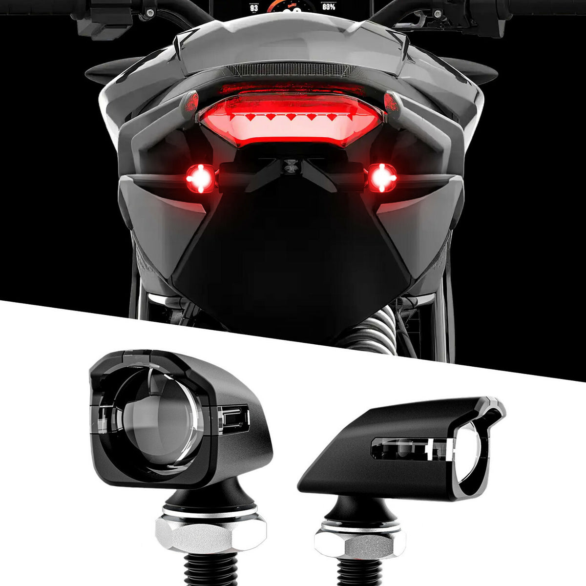 Mini Led Turn Signal Black Red Pair