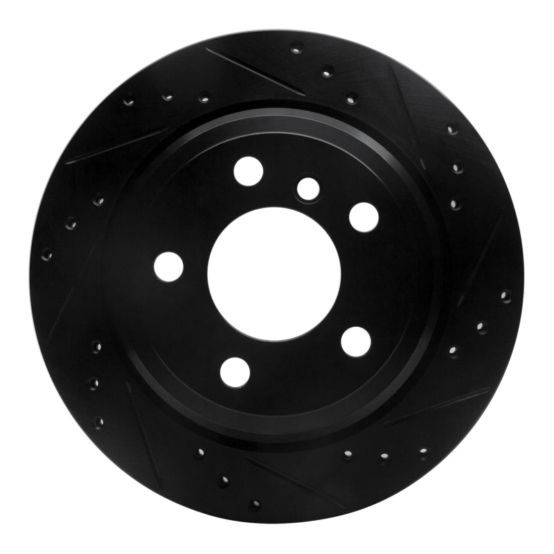 R1 06-20 BMW 325XI Rear Right Drilled &amp; Slotted Black Brake Rotor