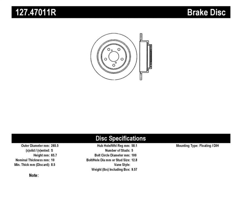 StopTech 05-06 Saab 9-2X AWD / 02-05 Impreza WRX / 02 WRX STi Slotted &amp; Drilled Right Rear Rotor