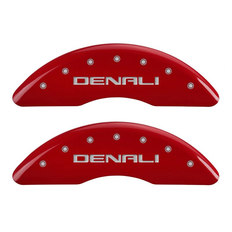 MGP 4 Caliper Covers Engraved Front &amp; Rear Denali Red finish silver ch