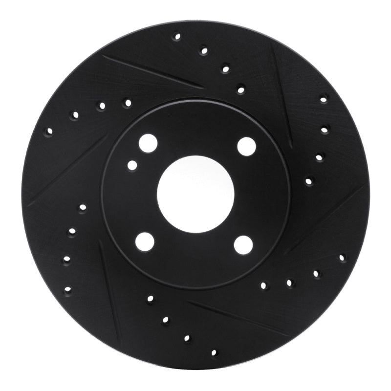 R1 94-02 Mazda Miata Front Right Drilled &amp; Slotted Black Brake Rotor