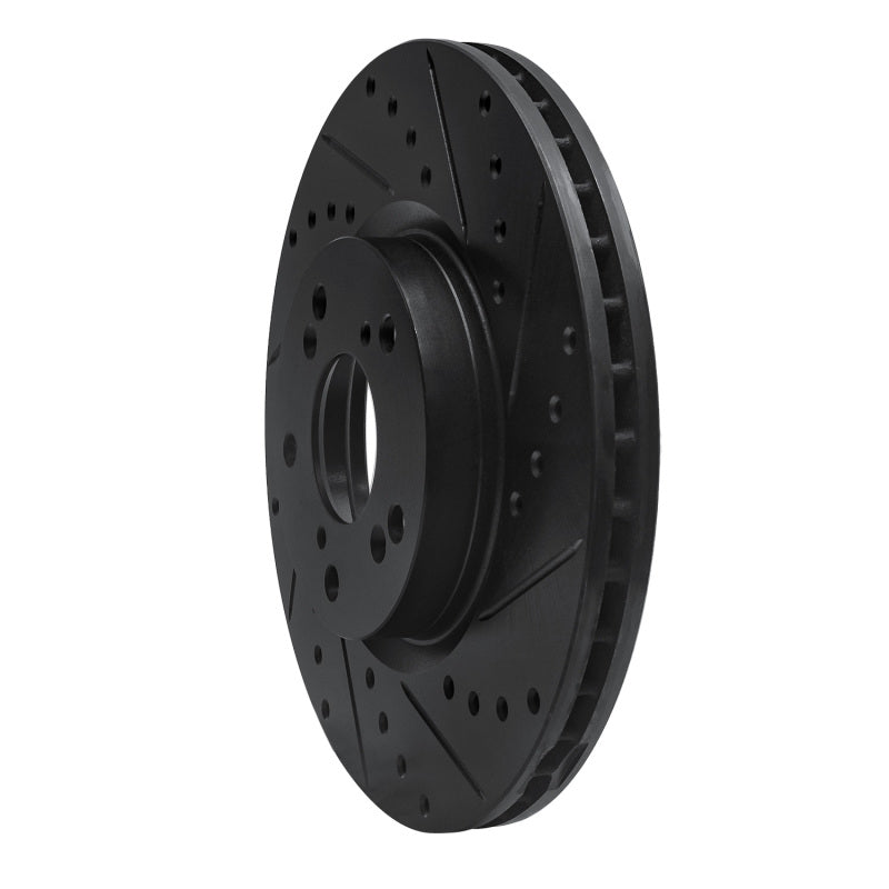 R1 02-15 Acura ILX Front Right Drilled & Slotted Black Brake Rotor