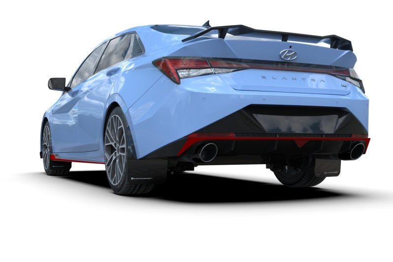 Rally Armor 22-23 Hyundai Elantra N & N Line Black UR Mud Flap w/White Logo