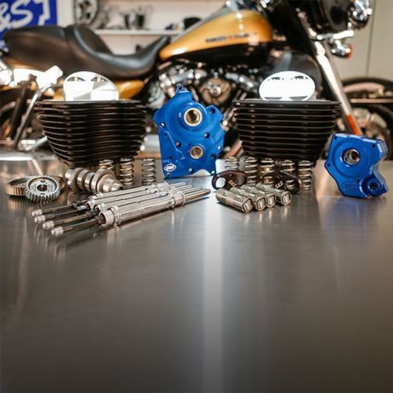 S&amp;S Cycle 2017 M8 Models 128in CI Oil Cooled w/ Chrome Pushrod Tubes &amp; Highlighted Fins