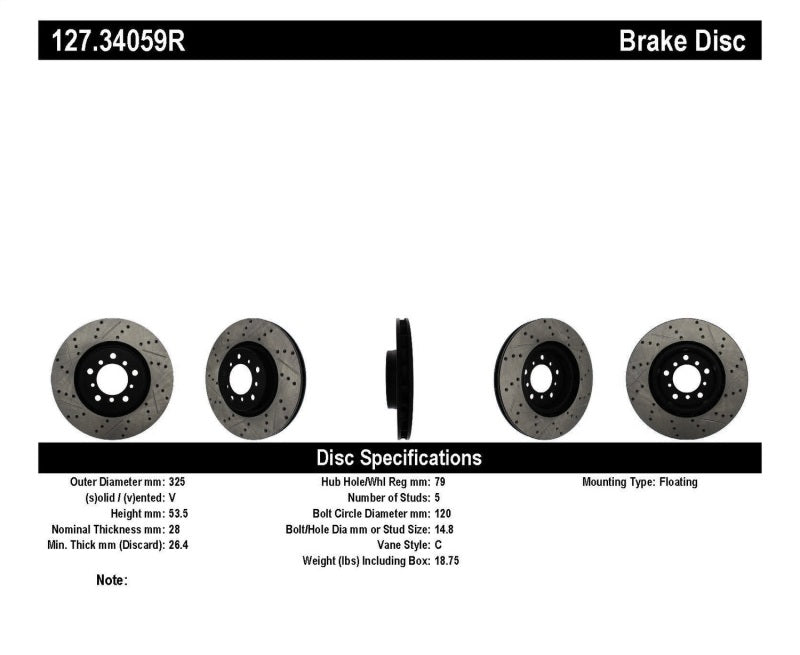 StopTech Slotted &amp; Drilled Sport Brake Rotor
